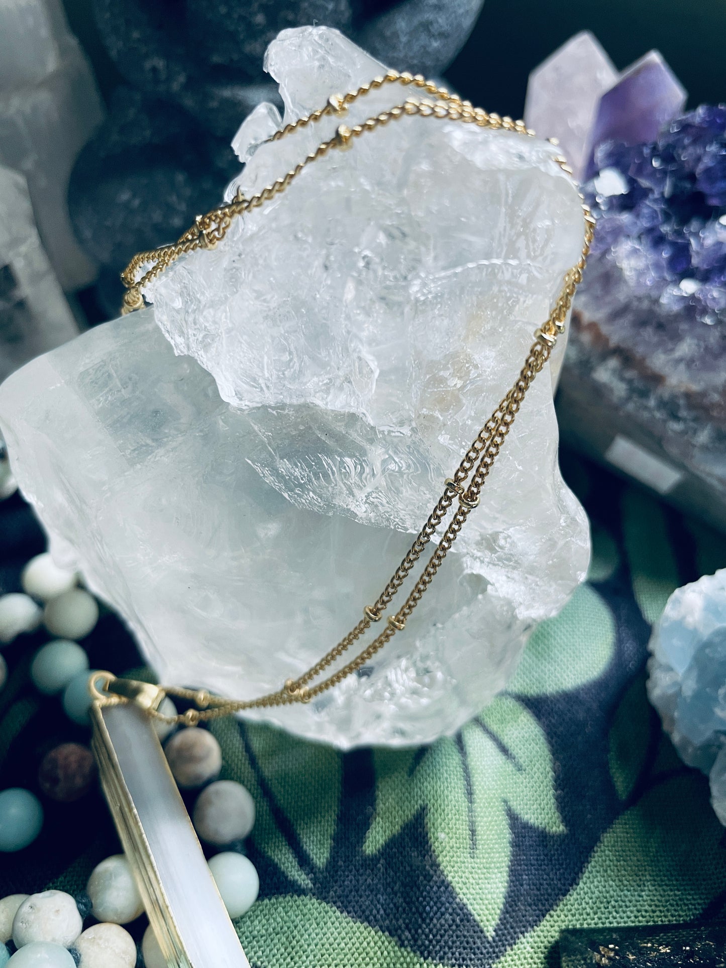 Gold Selenite Pendant Necklace