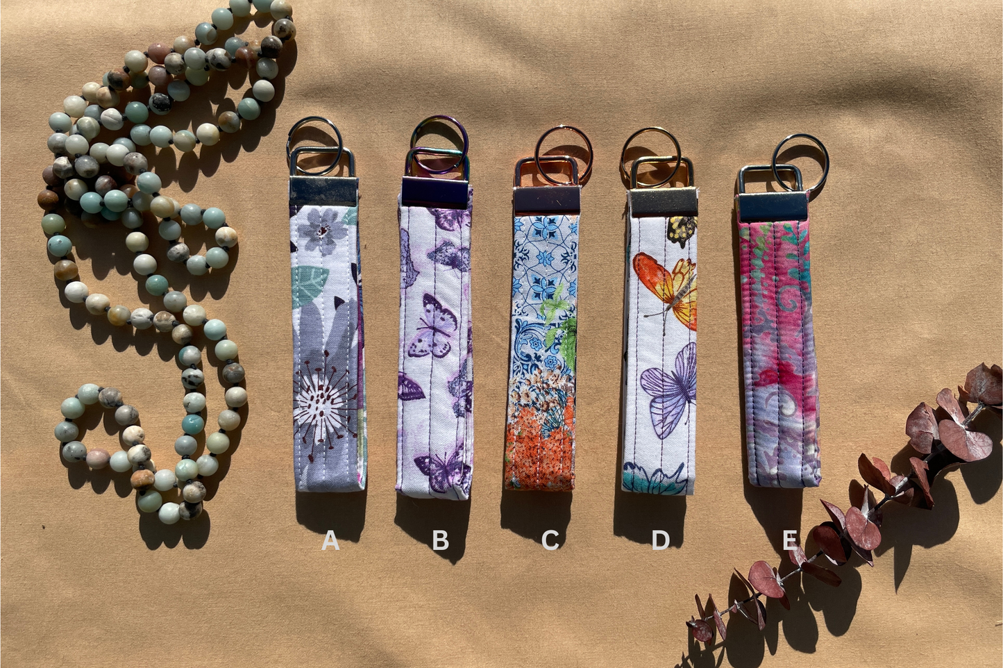 Fabric Wristlet Key Fob • Cotton Keychain Wristlet for Keys • Handmade Key Holder • Cute Pattern Keychain Gift