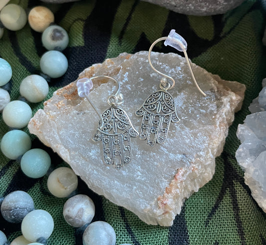 Sterling Silver Hamsa Earrings