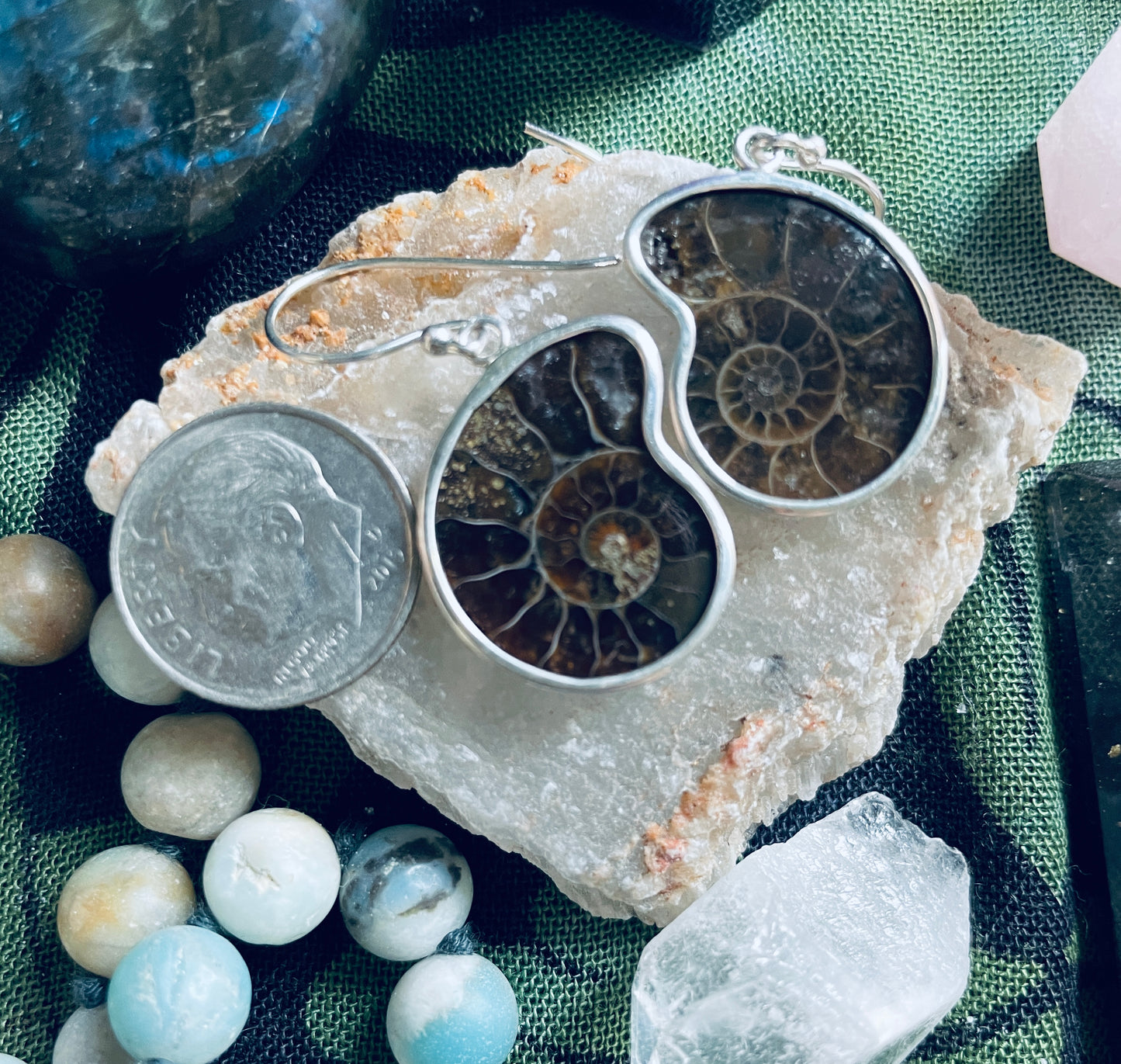Sterling Silver Ammonite Earrings
