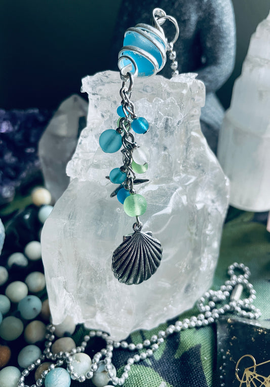 Scallop Sea Glass Cluster Necklace