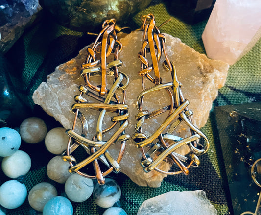 Mixed Metal Scribble Earrings